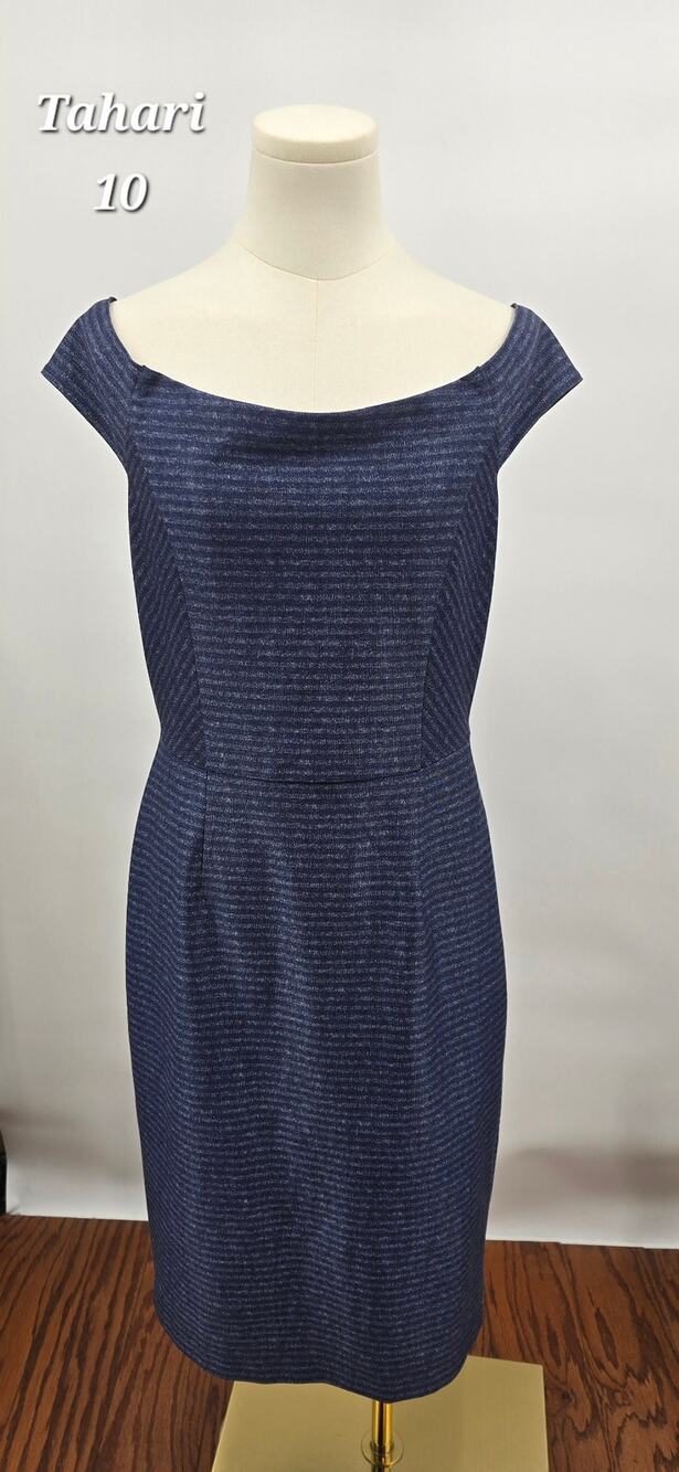 Tahari‎ Workwear Dress Smart Casual Navy Kathleen Knit Dress